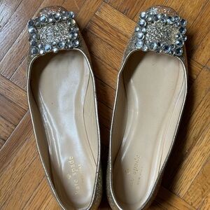Kate Spade New York Norella Patent Gold Glitter Flat Size 7.5